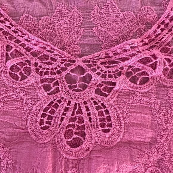 Democracy pink, embroidered peasant top. - Picture 3 of 7